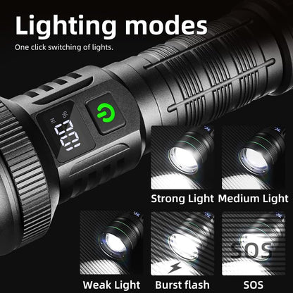 FLYTOP Torch Light Led Flashlight Long Range Powerful Led Laser Rechargeable Flashlight