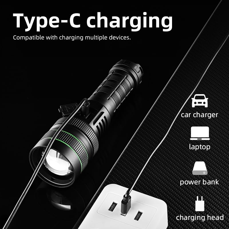 FLYTOP Torch Light Led Flashlight Long Range Powerful Led Laser Rechargeable Flashlight
