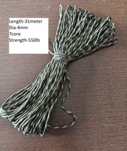 Durable Polyester Nylon Parachute Cord 100 Feet 7 Strands 4mm Braided Tent Rope 550 Paracord Rope 31 meter and 16 meter bundle