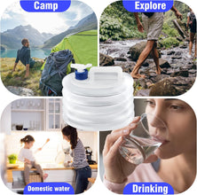 Foldable Water Container with Spigot, 10 Liter, Portable Camping Storage, White