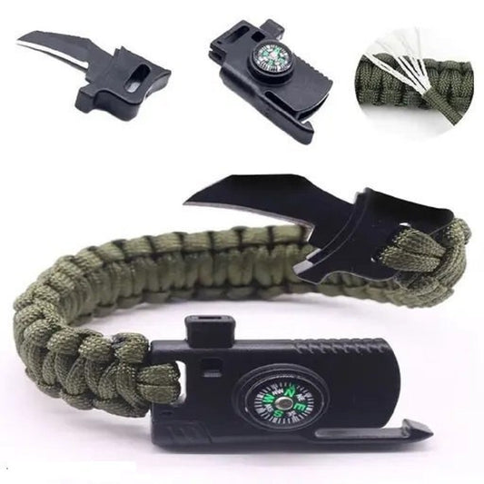 FLYTOP Camping Hiking 550lb Paracord Knife ,Bracelet,  Fire  Starter, Compass, Whistle