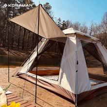 4-Person Waterproof Camping Tent, Large Windows and Doors, Enhanced Ventilation, Beige