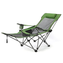 FLYTOP Reclining Camping Chair with Footrest, Mesh Back, Cup Holder, Green