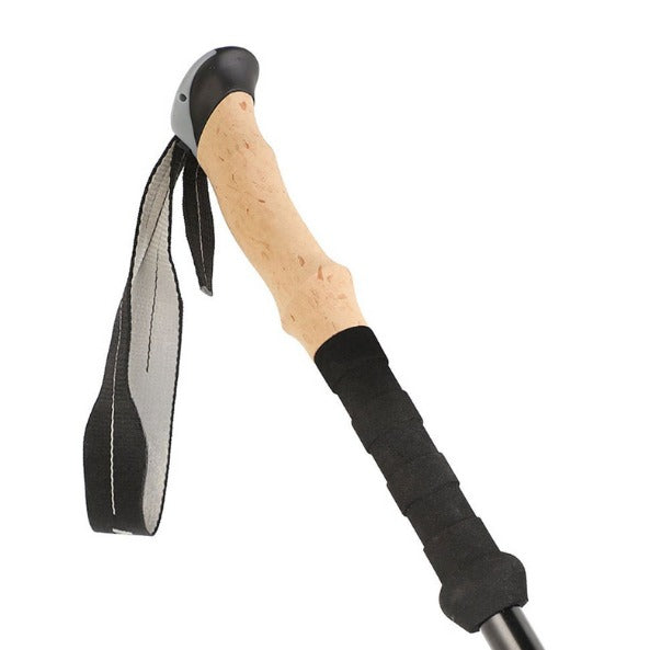 FLYTOP High-Strength Cork Handle 3-Joint Carbon Tungsten Steel Tip 135cm Hiking Compasses Trekking Poles.