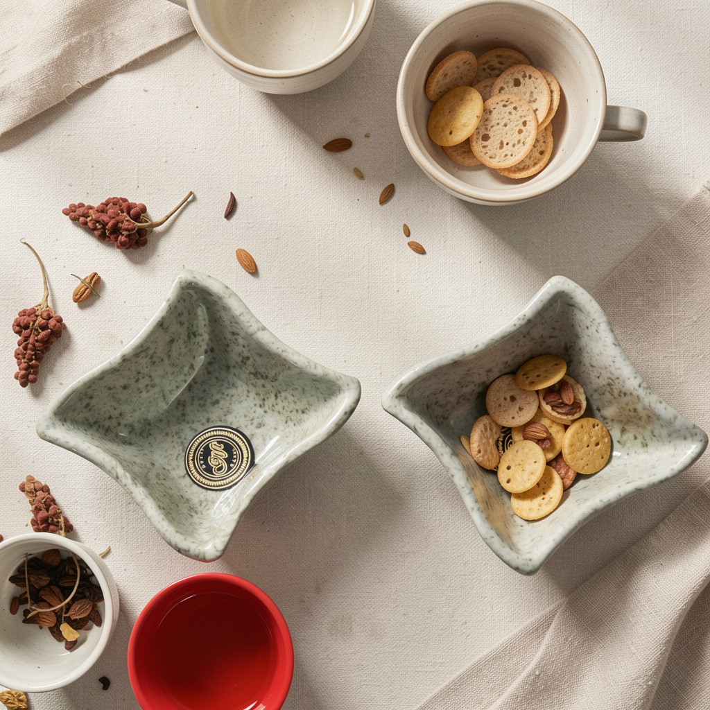 Festo 4-Piece Premium Ceramic Tea & Snack Serving Set