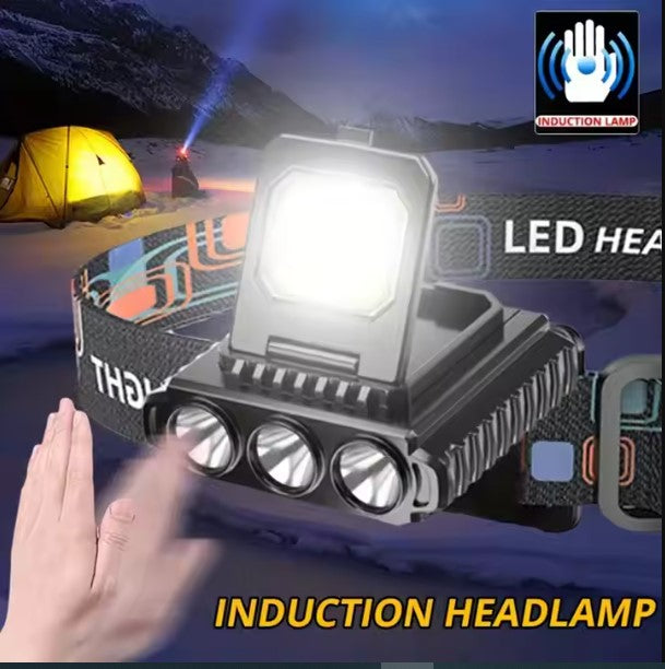 FLYTOP Rechargeable LED Headlamp | Wide Beam Head Torch with 5 Light Modes, Waterproof & Lightweight | Camping, Hiking, Cycling, Fishing, Repair Work, Outdoor & Indoor Use