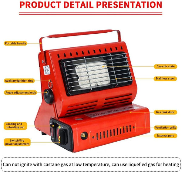 FLYTOP Portable Gas Heater Red | Tent heater | Table top LPG Gas heater 3 Kilo watts