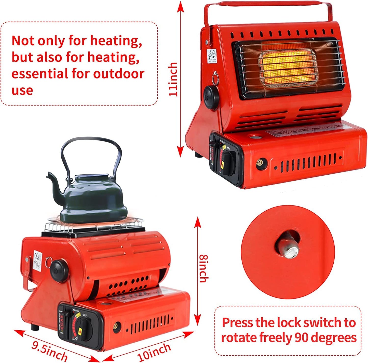Portable Gas Heater Red | Tent heater | Table top LPG Gas heater 3 Kilo watts