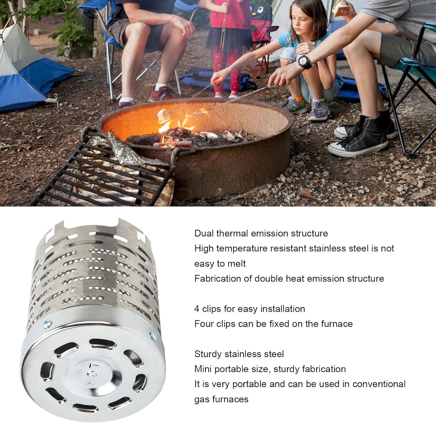 Camping Mini Heater Cover, Stainless Steel Camping Tent Heating Cover Portable Camping Warming Stove Cover with Handle Mesh Bag Mini Tent Heater for Hiking, Traveling, Backpacking