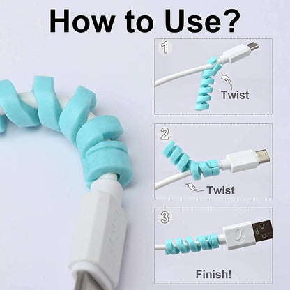 10-Piece Multi-Color Spiral Charger Protector for All Cables