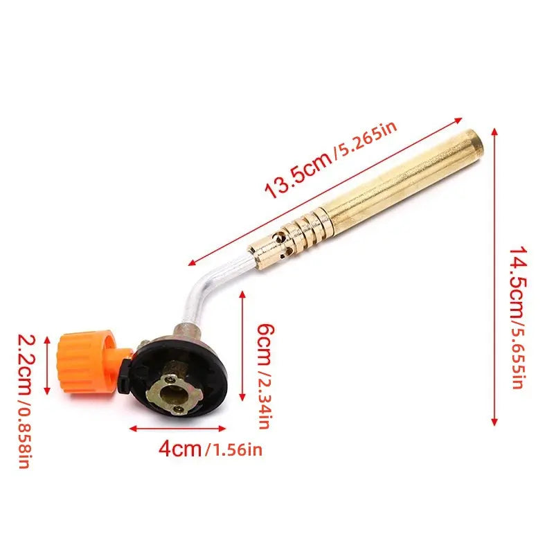 FLYTOP Adjustable Gas Blowing Torch Head, Manual Ignition  Zinc Alloy with Bright Yellow Flame, Ideal for High-Temperatu