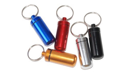 FLYTOP Mini Metal Pill Box Keychain, Small Waterproof Medicine Organizer, Durable Aluminum Pill Fob for Purse & Backpack, Airtight Travel Pill Container for Daily Medication MULTICOLOR 1PC