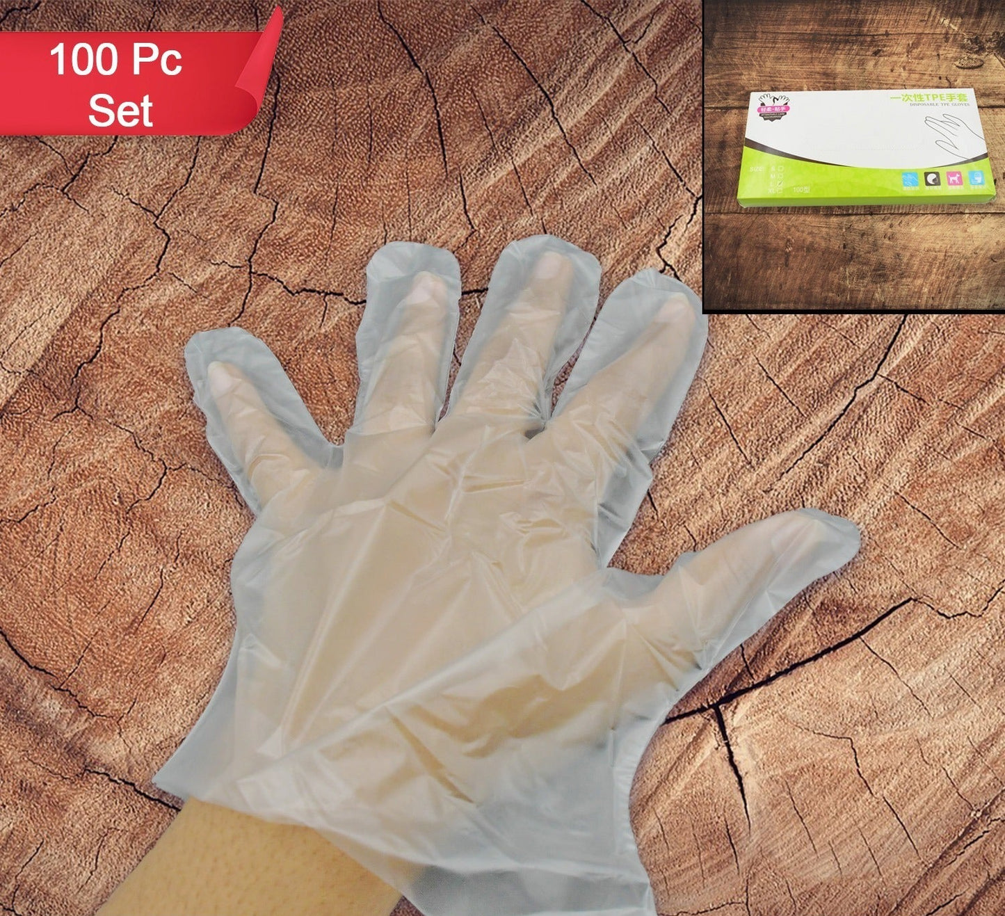 100-Piece Value Pack Clear Disposable Transparent Hand Gloves | Large Size