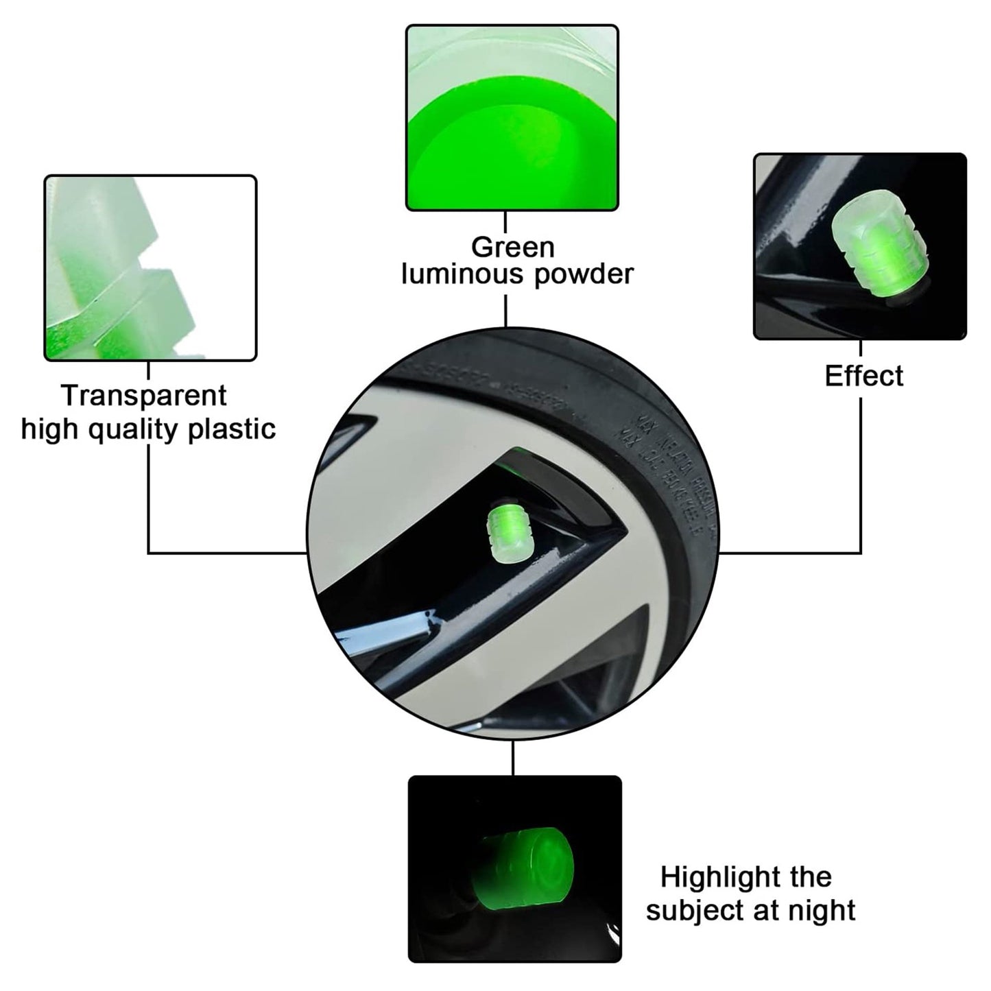 Fluorescent Car Tire Air Stem Covers – Anti-Corrosion & Easy-Grip