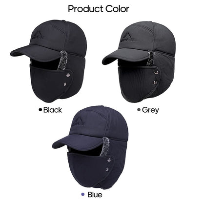 Unisex Winter Trapper Hat with Ear Flaps, Fleece Lining, BLUE