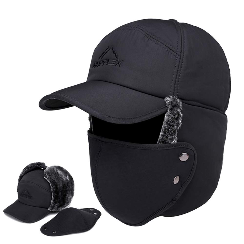 Unisex Winter Trapper Hat with Ear Flaps, Fleece Lining, BLUE