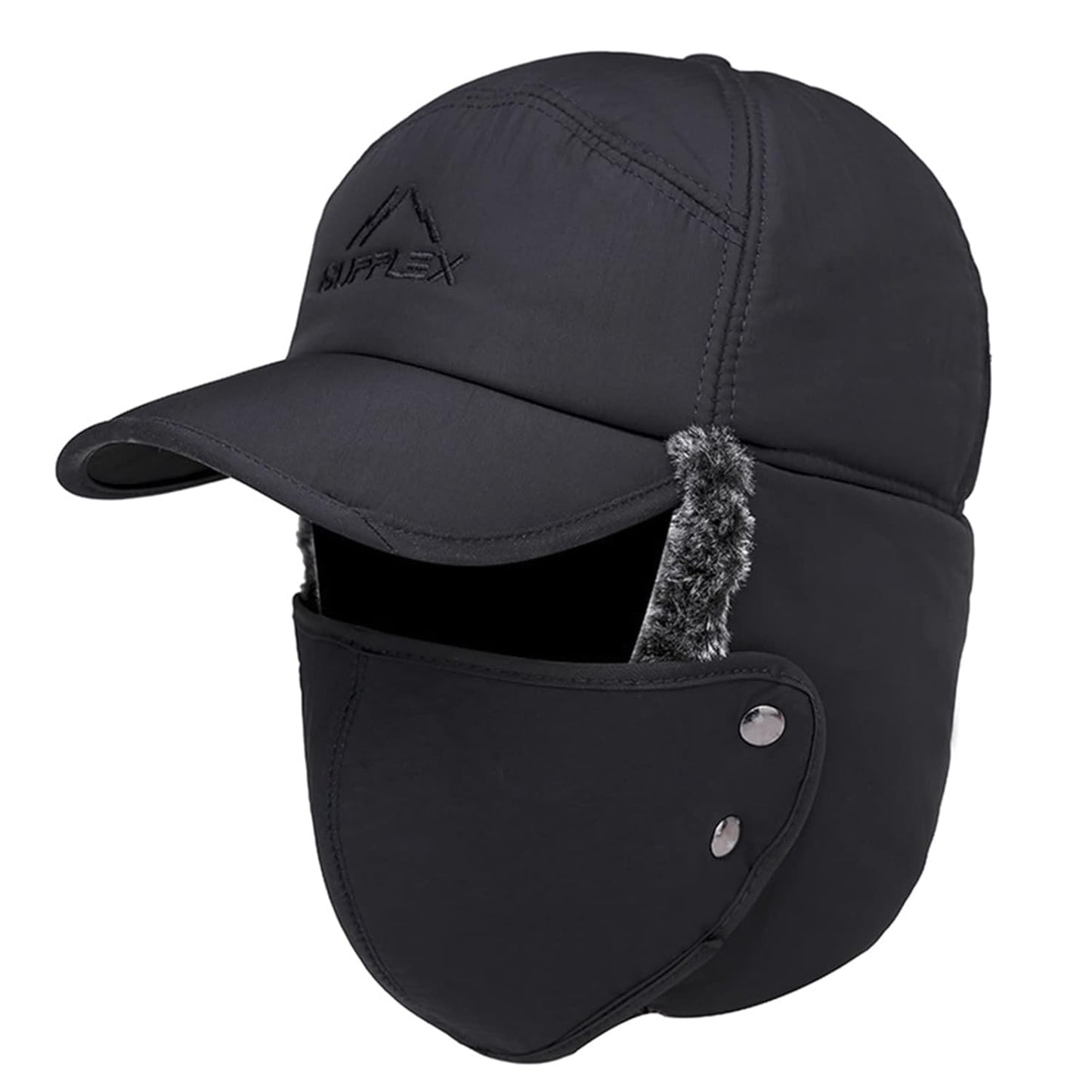 Unisex Winter Trapper Hat with Ear Flaps, Fleece Lining, BLUE