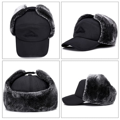 Unisex Winter Trapper Hat with Ear Flaps, Fleece Lining, BLUE