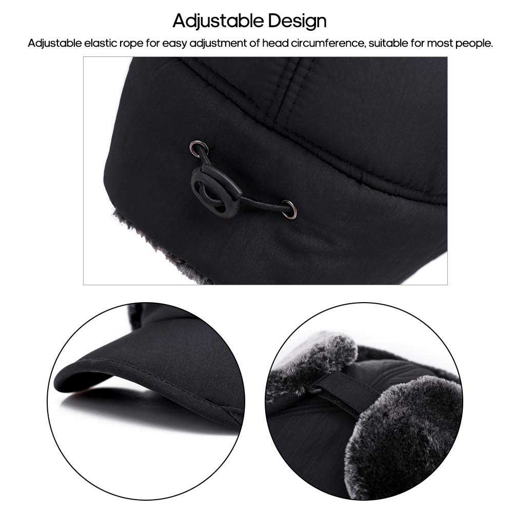 Unisex Winter Trapper Hat with Ear Flaps, Fleece Lining, BLUE