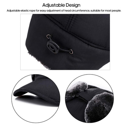 Unisex Winter Trapper Hat with Ear Flaps, Fleece Lining, BLUE