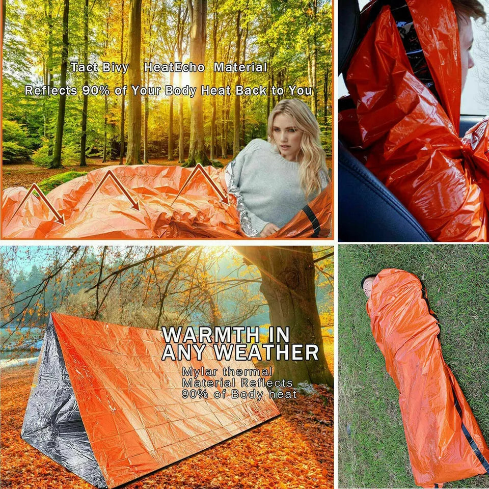 FLYTOP Emergency Survival Shelter Tent, Orange and Silver, 2 Person, for Camping, Hiking and Outdoor Survival