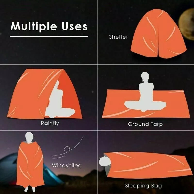FLYTOP Emergency Survival Shelter Tent, Orange and Silver, 2 Person, for Camping, Hiking and Outdoor Survival