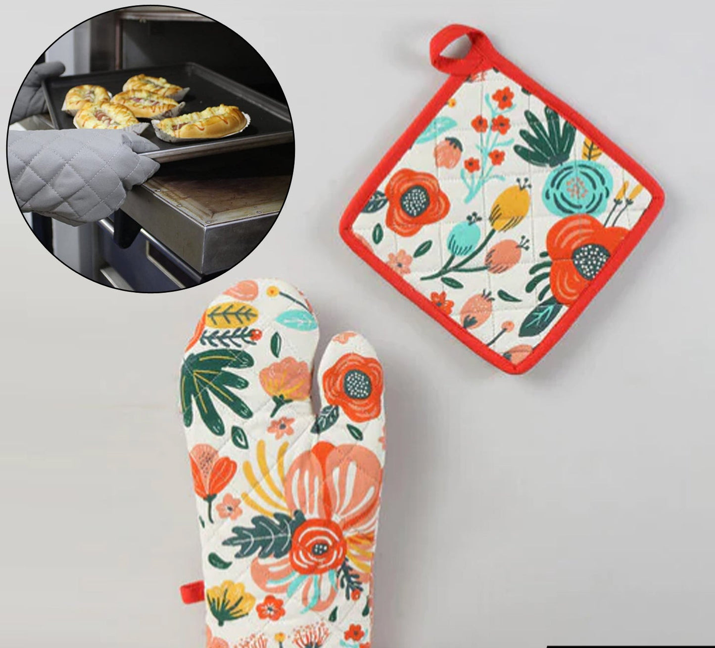 Professional Cotton Oven Mitt & Pot Holder Set