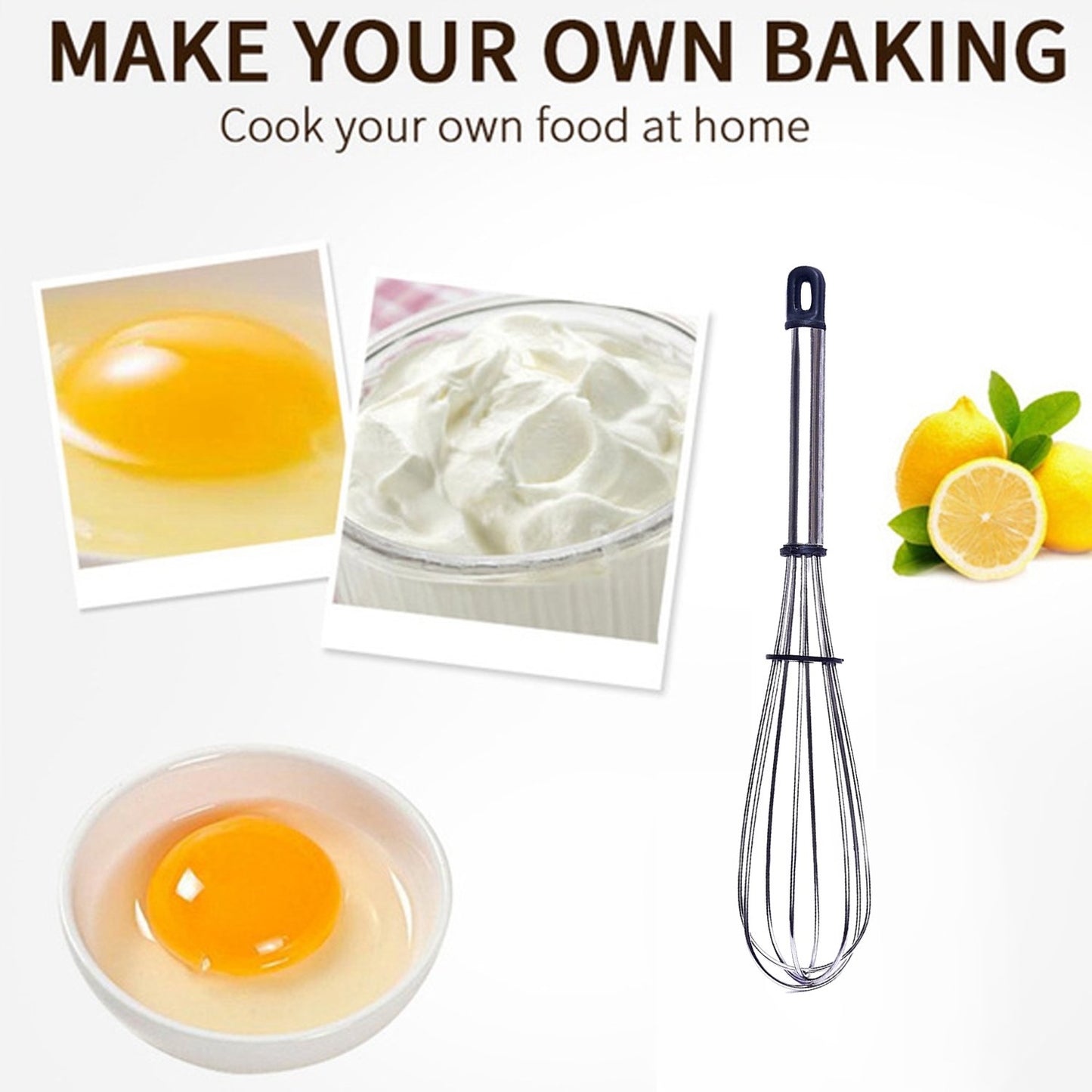 8-Inch Professional Stainless Steel Balloon Whisk | Egg Beater & Milk Frother