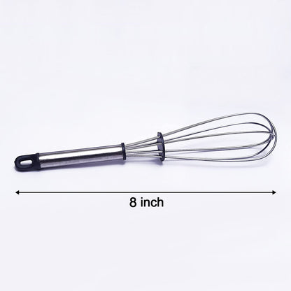 8-Inch Professional Stainless Steel Balloon Whisk | Egg Beater & Milk Frother
